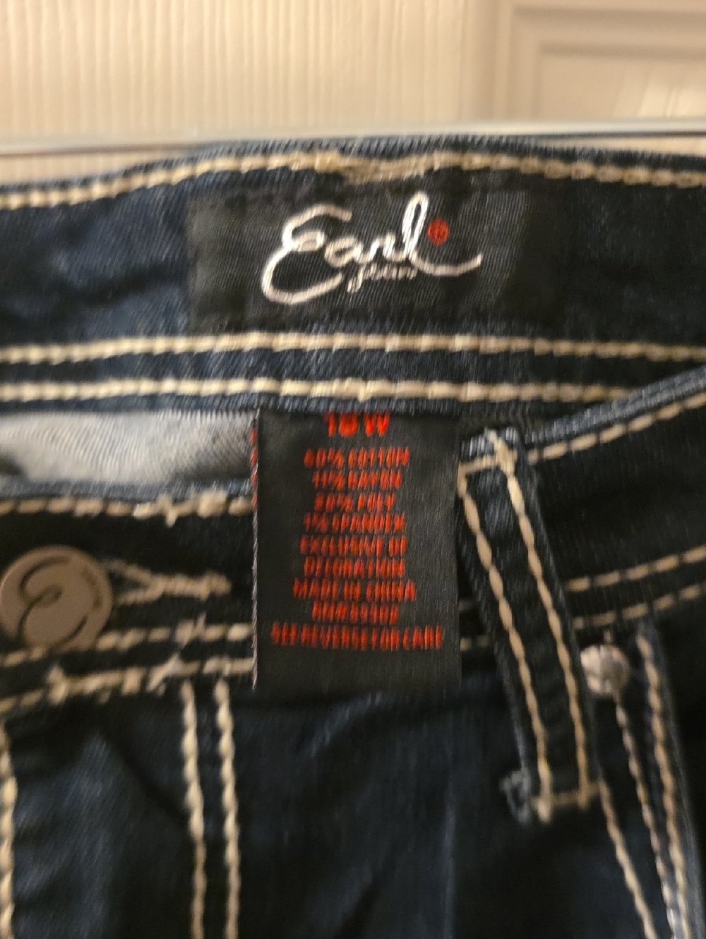 Earl Jeans Navy Denim Jeans with White Stitching